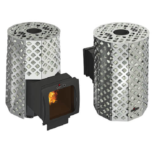 Grill'D Violet Steel Romb Long Window Max with Jade StonesWood-Burning Sauna Heater / Stove