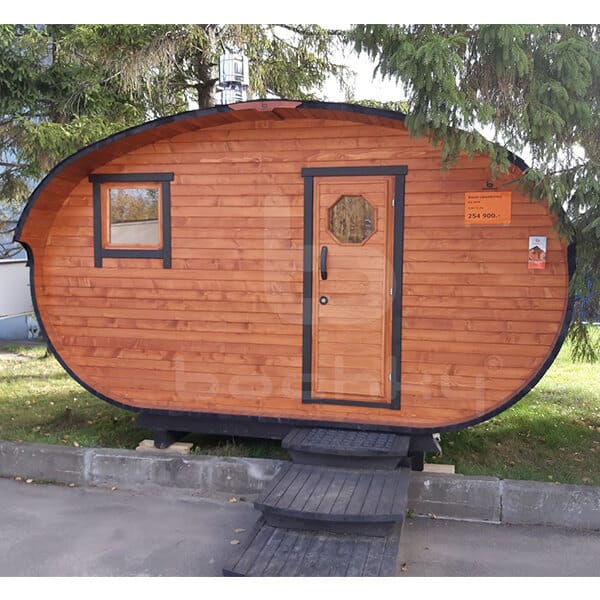 Oval 4x3 meters(13' 1 1/2" x 9' 10")Outdoor Barrel Sauna