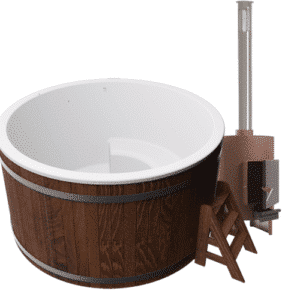 Premium Round Polar Spa Tub with Liner and Freestanding Wood Burning Stove