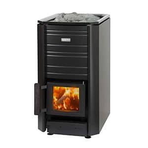 Narvi Black 16with stones, heater floor base, and heat shield